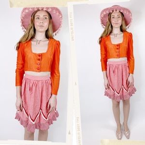 Vintage 70s Blood Orange Terrycloth Cropped Blouse